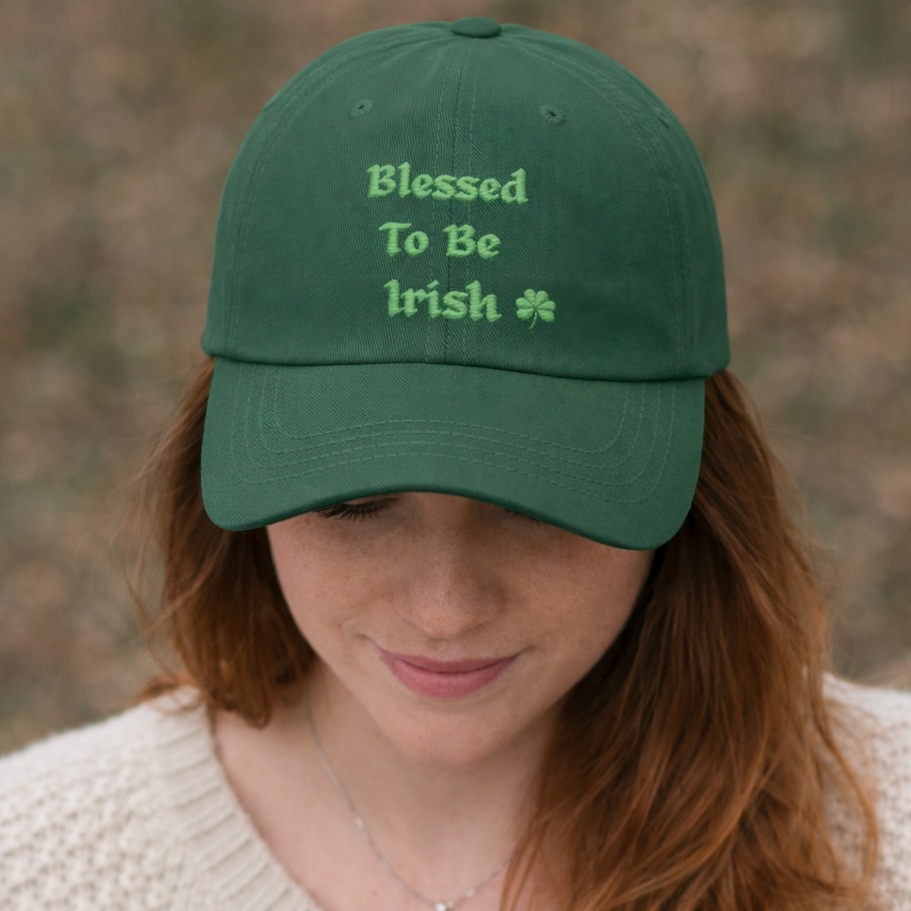 Blessed to Be Irish Embroidered Dad Hat (Shamrock Cap)