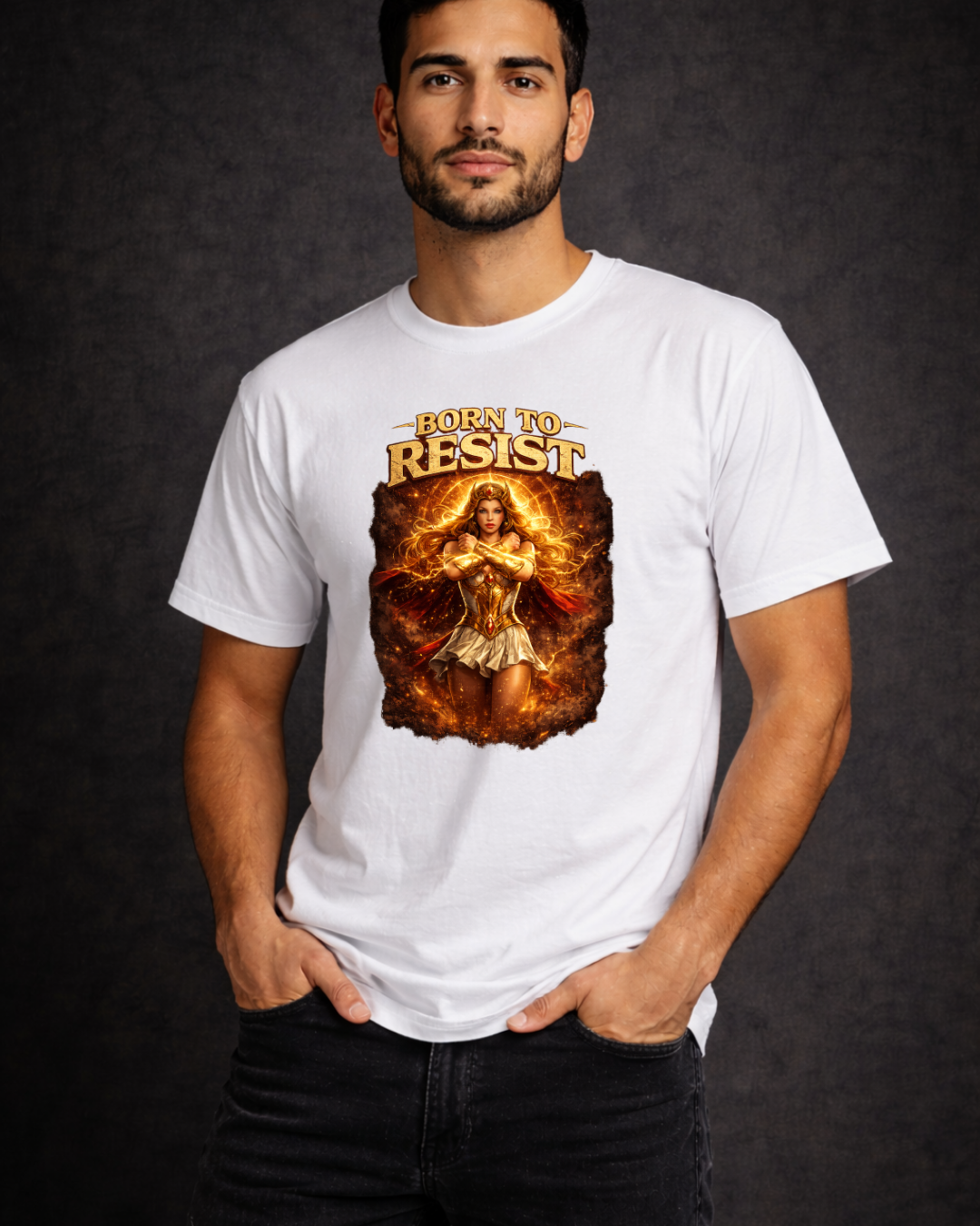 Born To Resist Graphic Tee (Gildan 64000) | Bold Warrior Statement Shirt