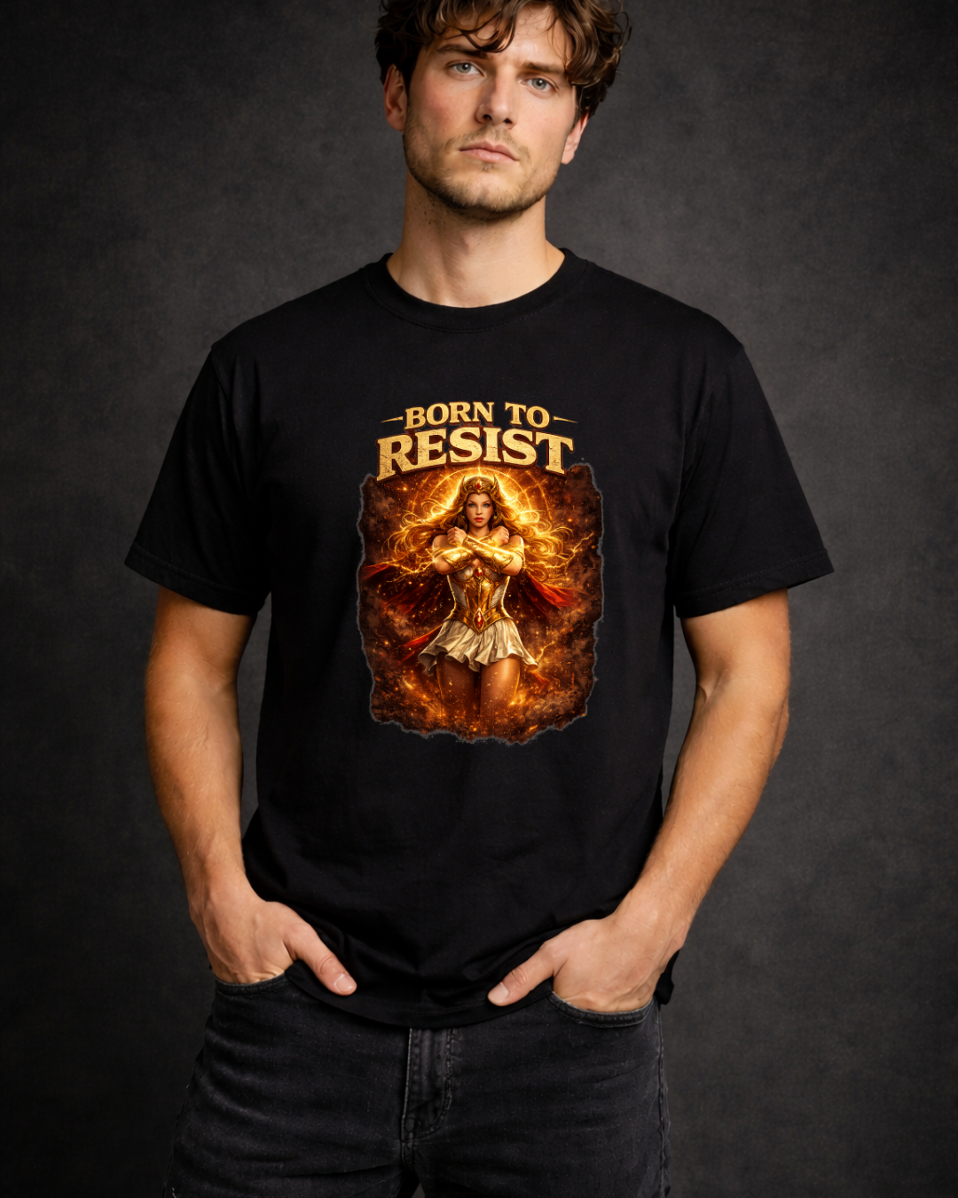 Born To Resist Graphic Tee (Gildan 64000) | Bold Warrior Statement Shirt