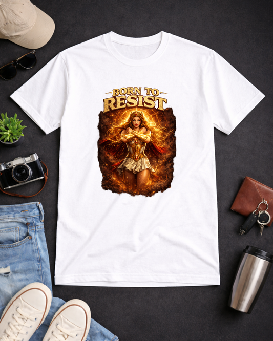 Born To Resist Graphic Tee (Gildan 64000) | Bold Warrior Statement Shirt