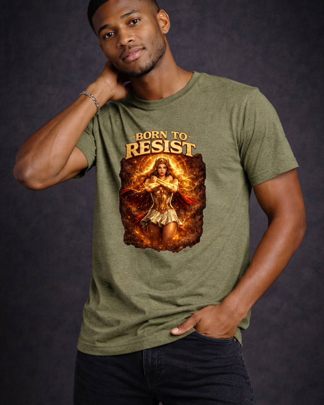 Born To Resist Graphic Tee (Gildan 64000) | Bold Warrior Statement Shirt