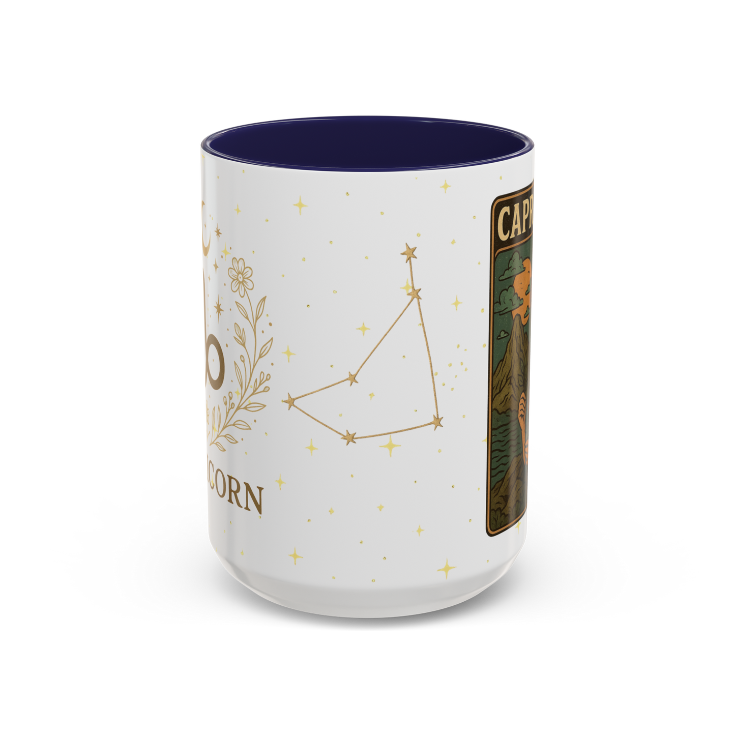 Capricorn Zodiac Mug 15oz – Constellation Wrap Astrology Coffee Cup – Two Tone Navy Ceramic Mug