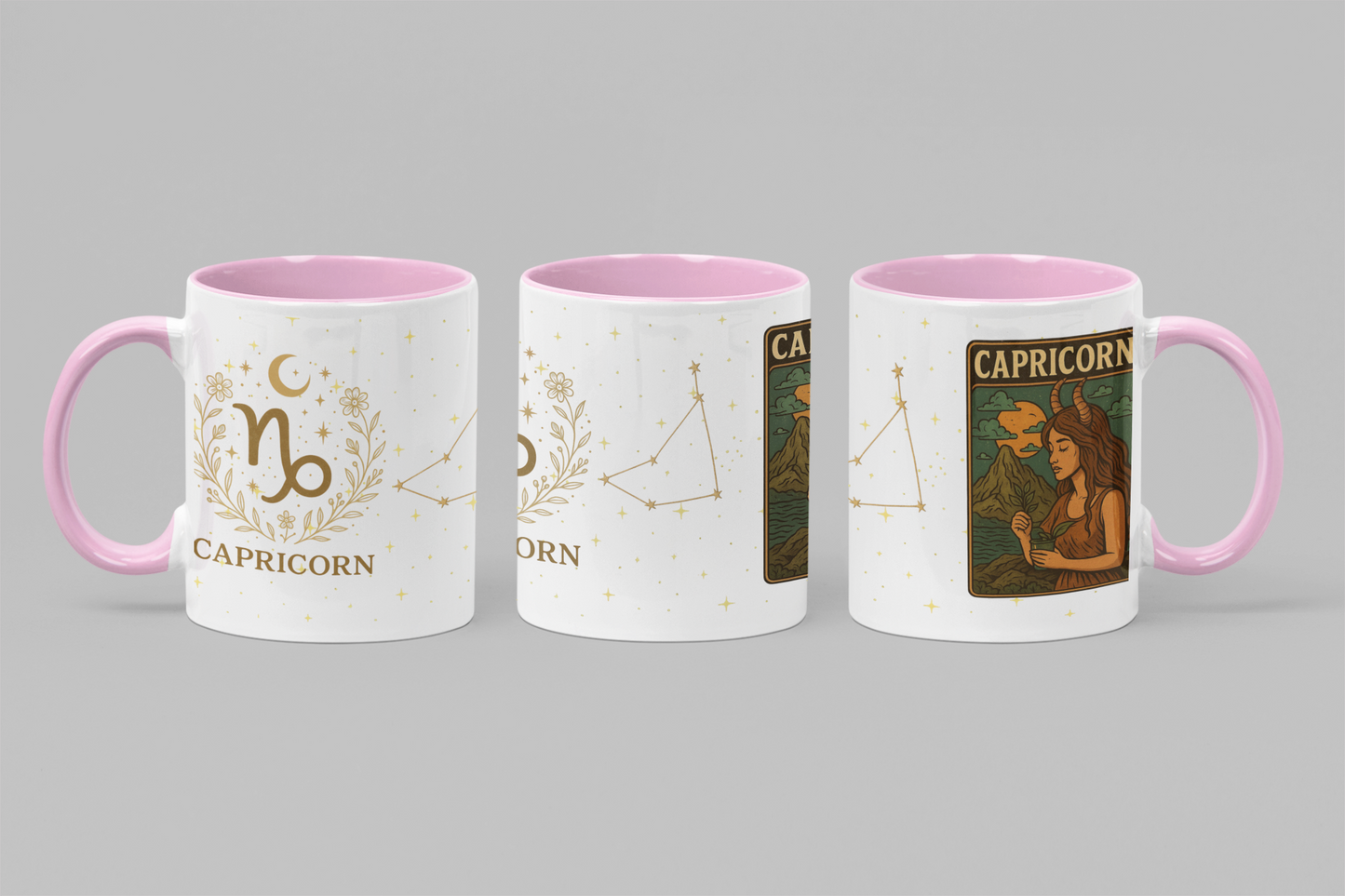 Capricorn Zodiac Mug 15oz – Constellation Wrap Astrology Coffee Cup – Two Tone Navy Ceramic Mug