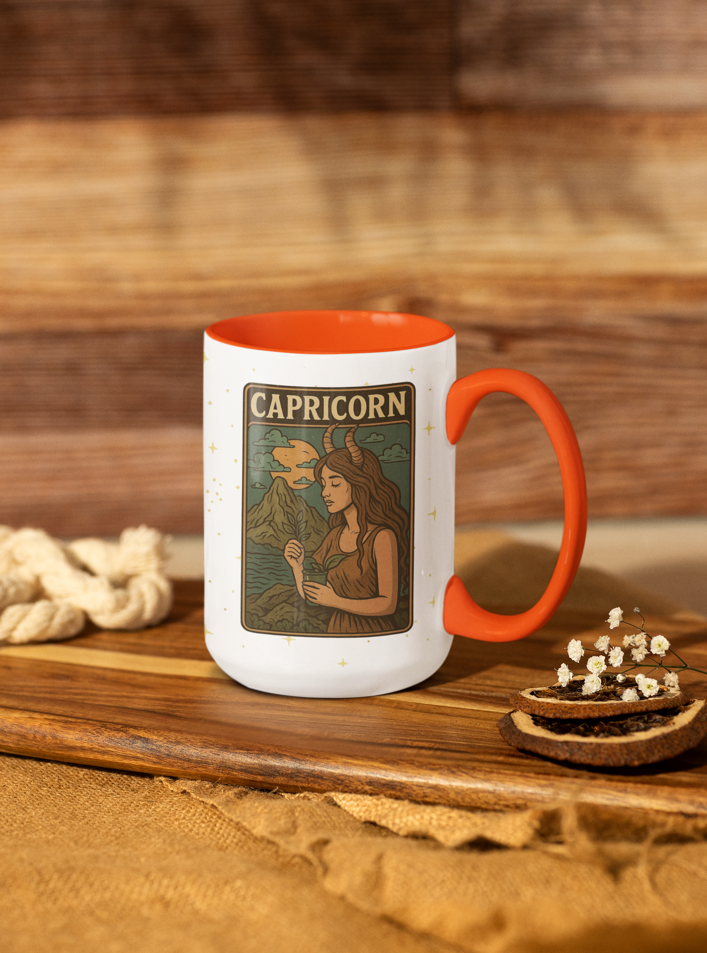 Capricorn Zodiac Mug 15oz – Constellation Wrap Astrology Coffee Cup – Two Tone Navy Ceramic Mug
