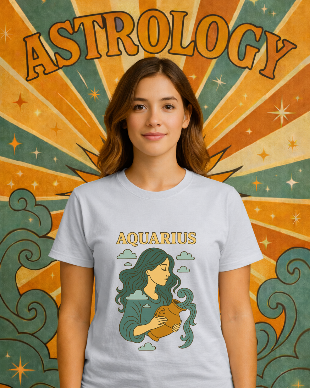 Retro Zodiac Astrology T-Shirt – Vintage Horoscope Graphic Tee – Celestial Astrology Shirt – Unisex Gildan 64000 Zodiac Gift