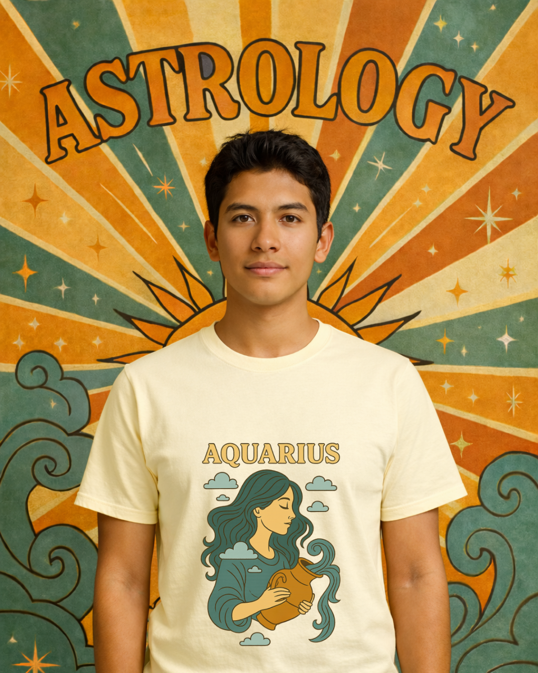 Retro Zodiac Astrology T-Shirt – Vintage Horoscope Graphic Tee – Celestial Astrology Shirt – Unisex Gildan 64000 Zodiac Gift