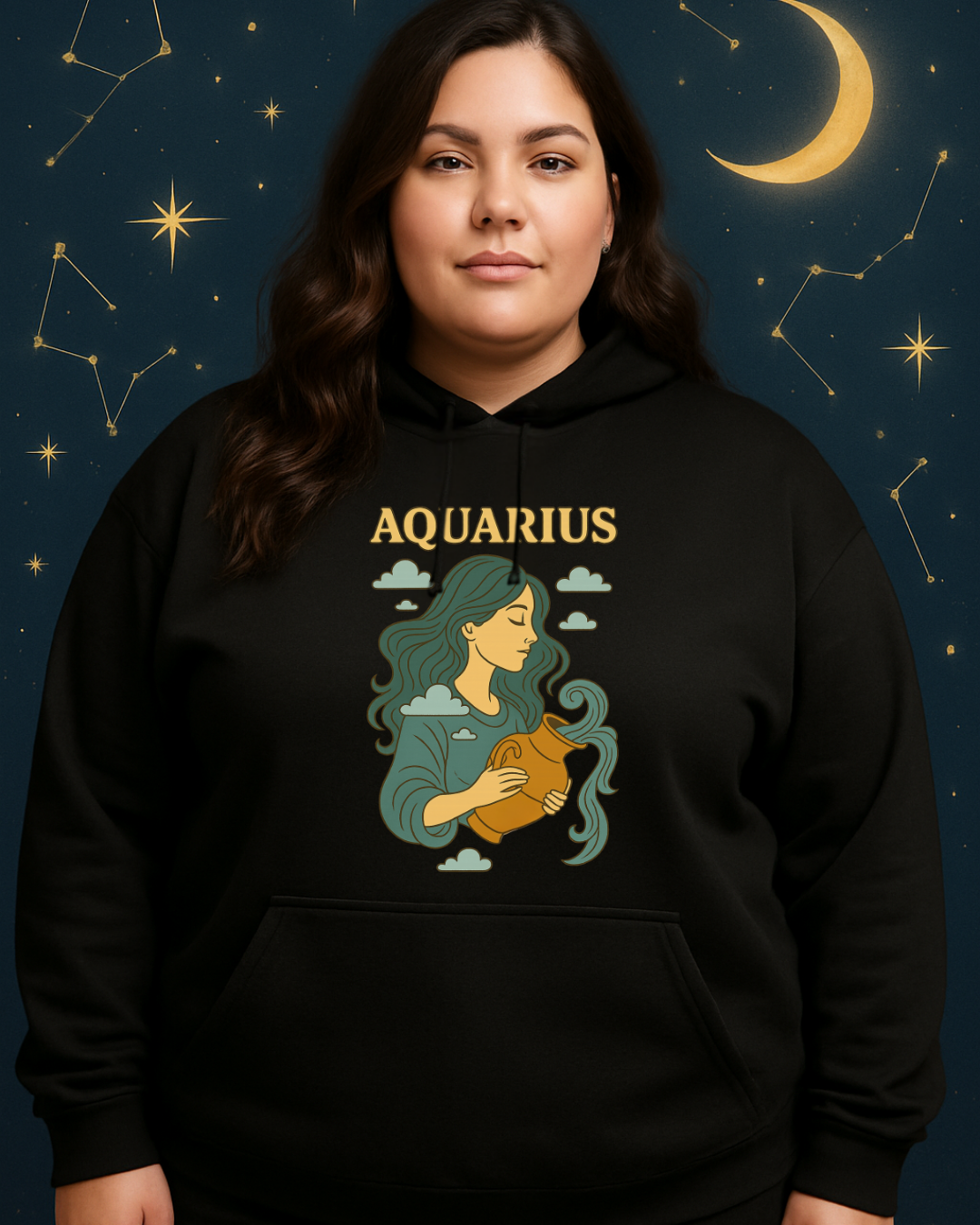 Aquarius Zodiac Hoodie – Vintage Astrology Sweatshirt – Celestial Horoscope Hoodie – Unisex Gildan 18500 Aquarius Gift