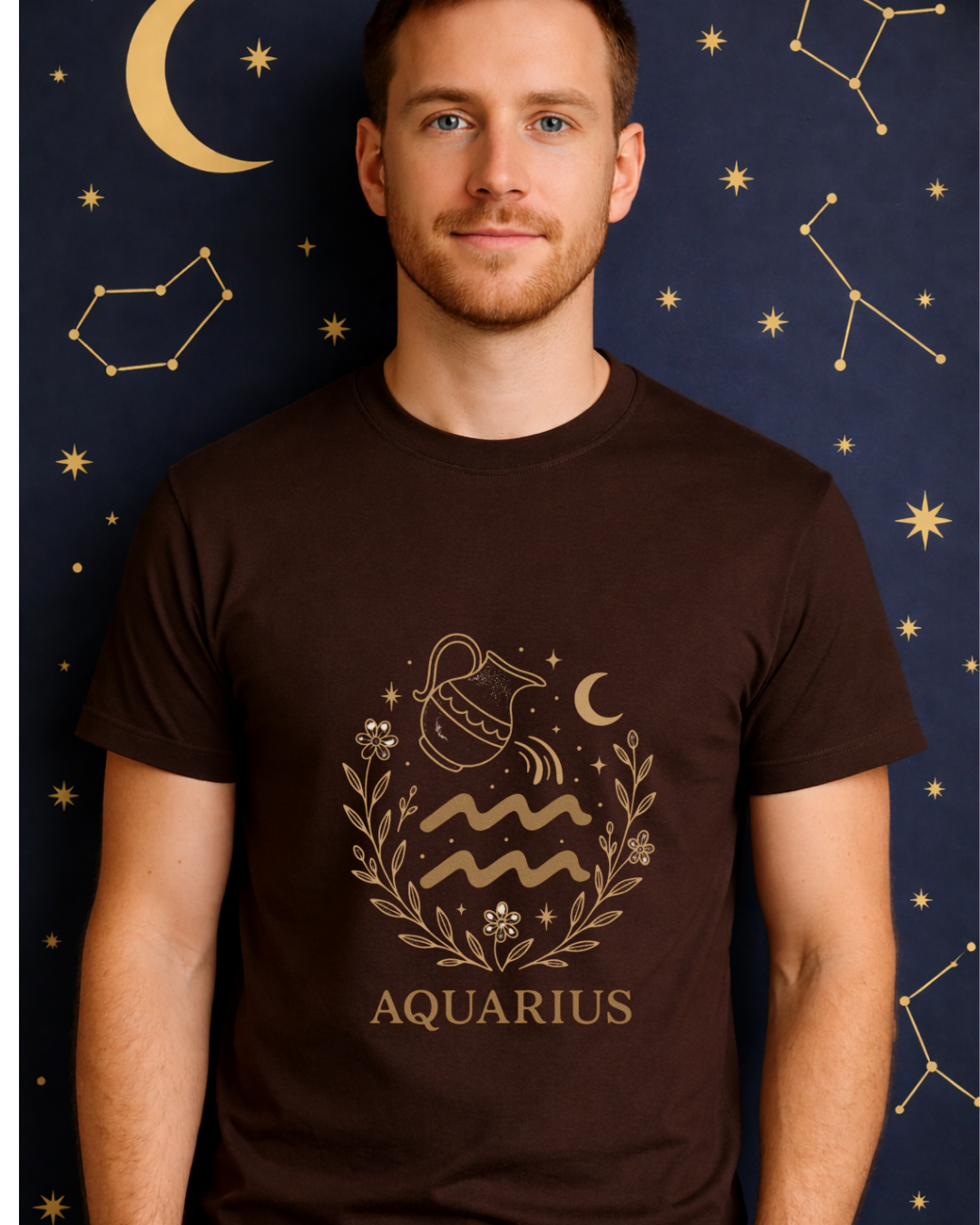 Aquarius Zodiac T-Shirt – Vintage Astrology Graphic Tee – Aquarius Horoscope Shirt – Celestial Zodiac Apparel – Gildan 64000 Softstyle