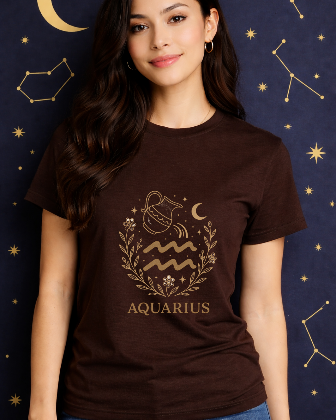 Aquarius Zodiac T-Shirt – Vintage Astrology Graphic Tee – Aquarius Horoscope Shirt – Celestial Zodiac Apparel – Gildan 64000 Softstyle