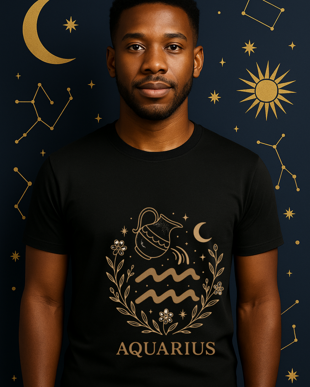 Aquarius Zodiac T-Shirt – Vintage Astrology Graphic Tee – Aquarius Horoscope Shirt – Celestial Zodiac Apparel – Gildan 64000 Softstyle