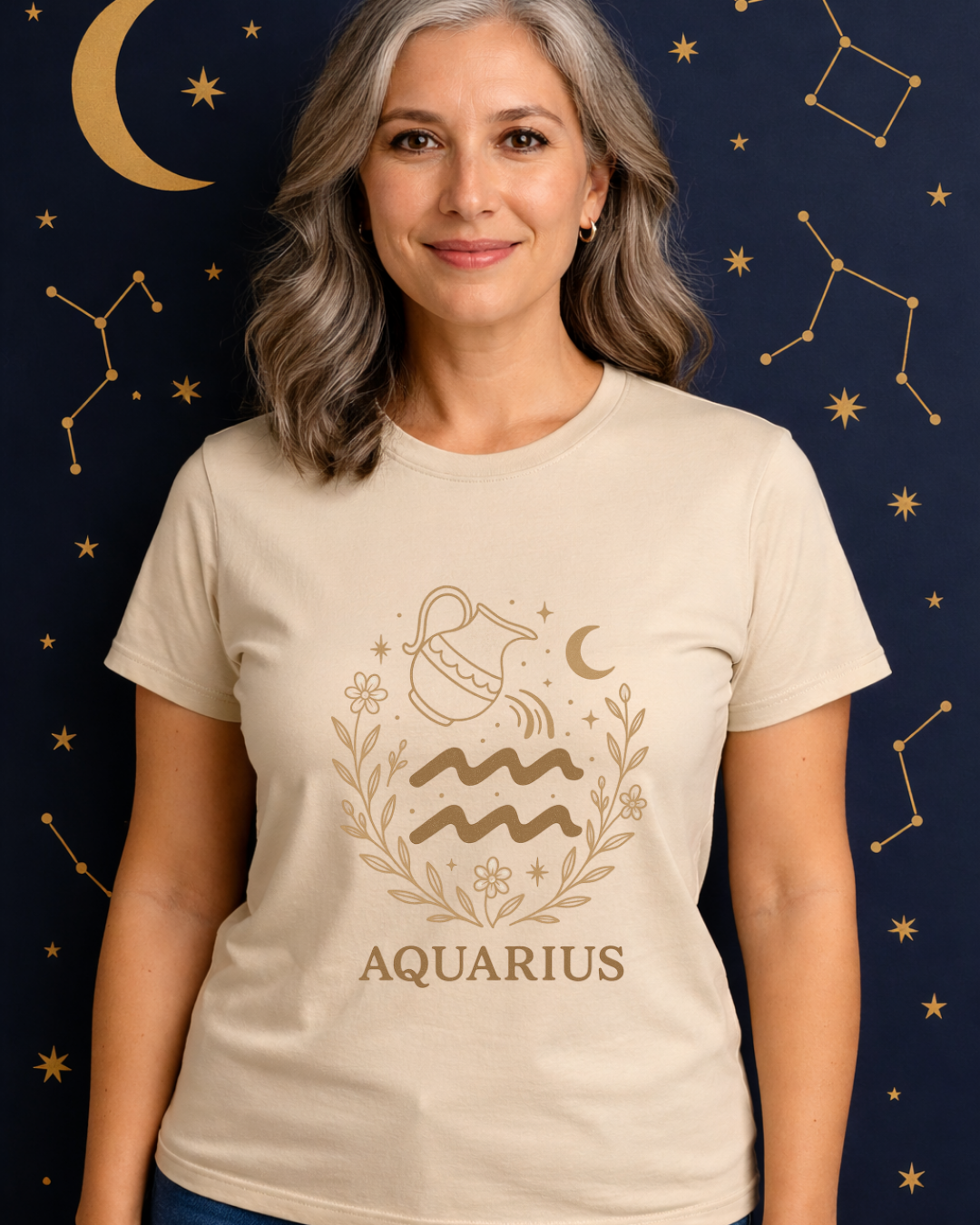 Aquarius Zodiac T-Shirt – Vintage Astrology Graphic Tee – Aquarius Horoscope Shirt – Celestial Zodiac Apparel – Gildan 64000 Softstyle