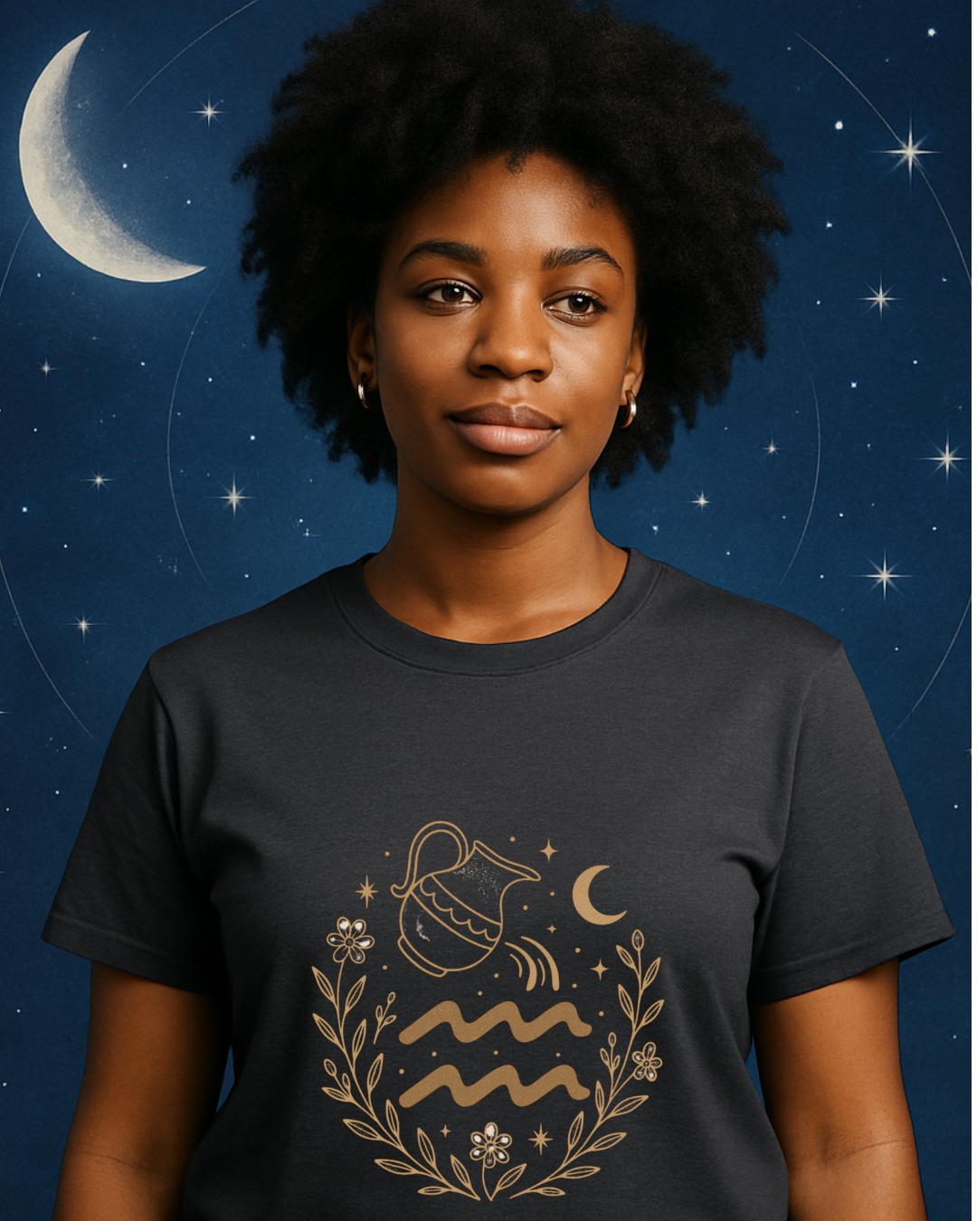 Aquarius Zodiac T-Shirt – Vintage Astrology Graphic Tee – Aquarius Horoscope Shirt – Celestial Zodiac Apparel – Gildan 64000 Softstyle