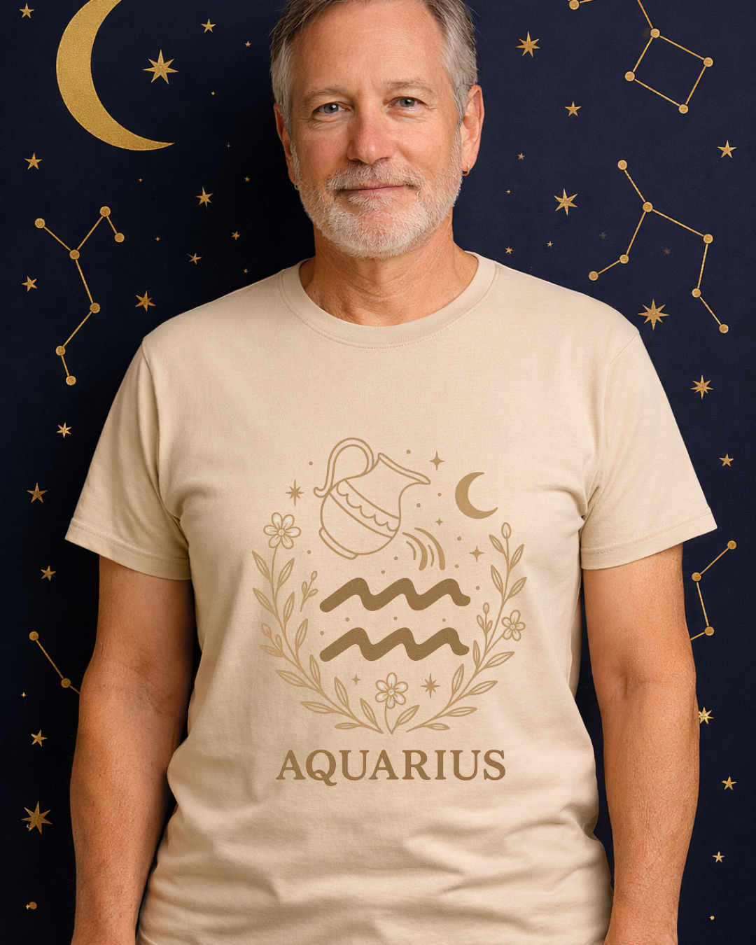 Aquarius Zodiac T-Shirt – Vintage Astrology Graphic Tee – Aquarius Horoscope Shirt – Celestial Zodiac Apparel – Gildan 64000 Softstyle