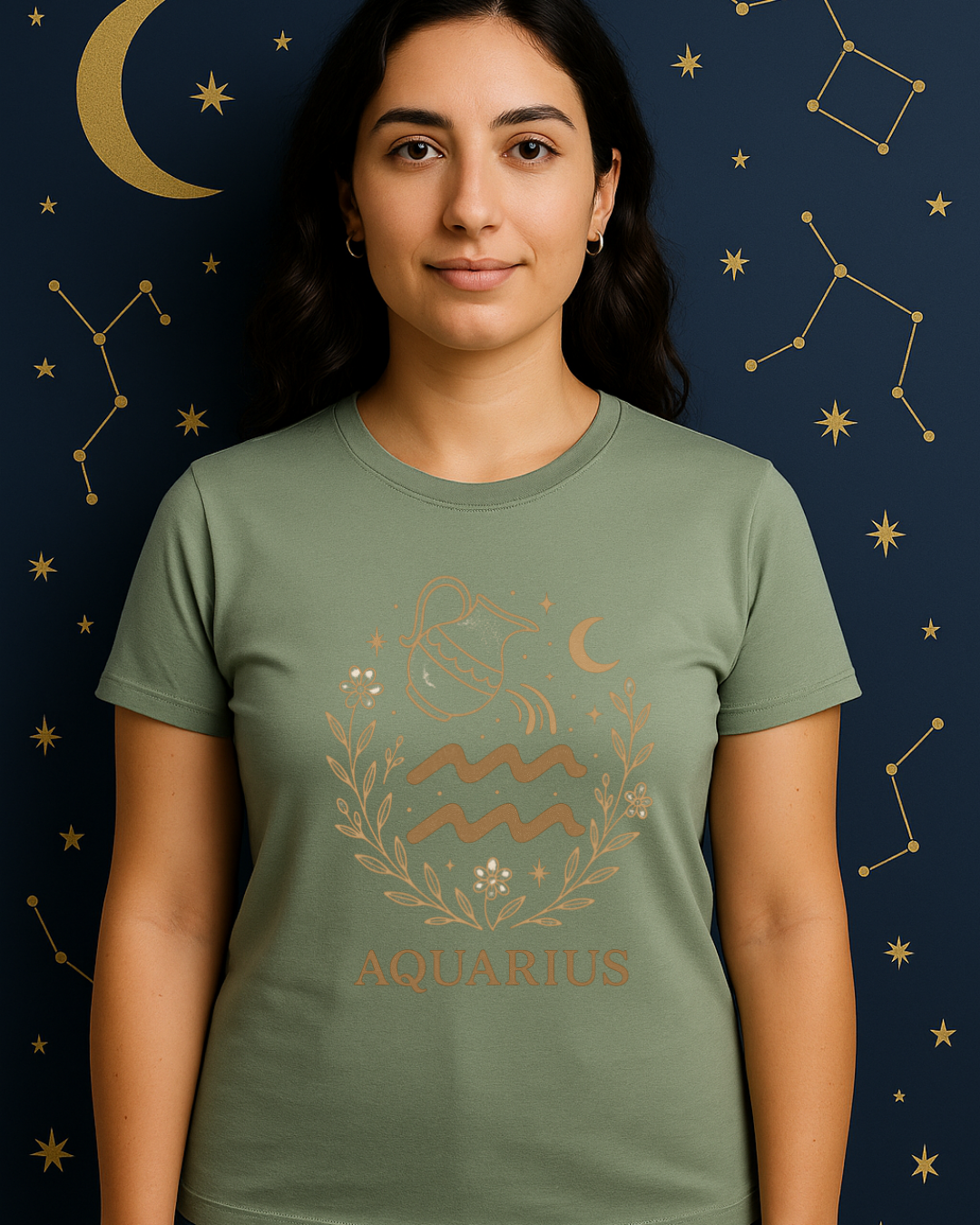 Aquarius Zodiac T-Shirt – Vintage Astrology Graphic Tee – Aquarius Horoscope Shirt – Celestial Zodiac Apparel – Gildan 64000 Softstyle