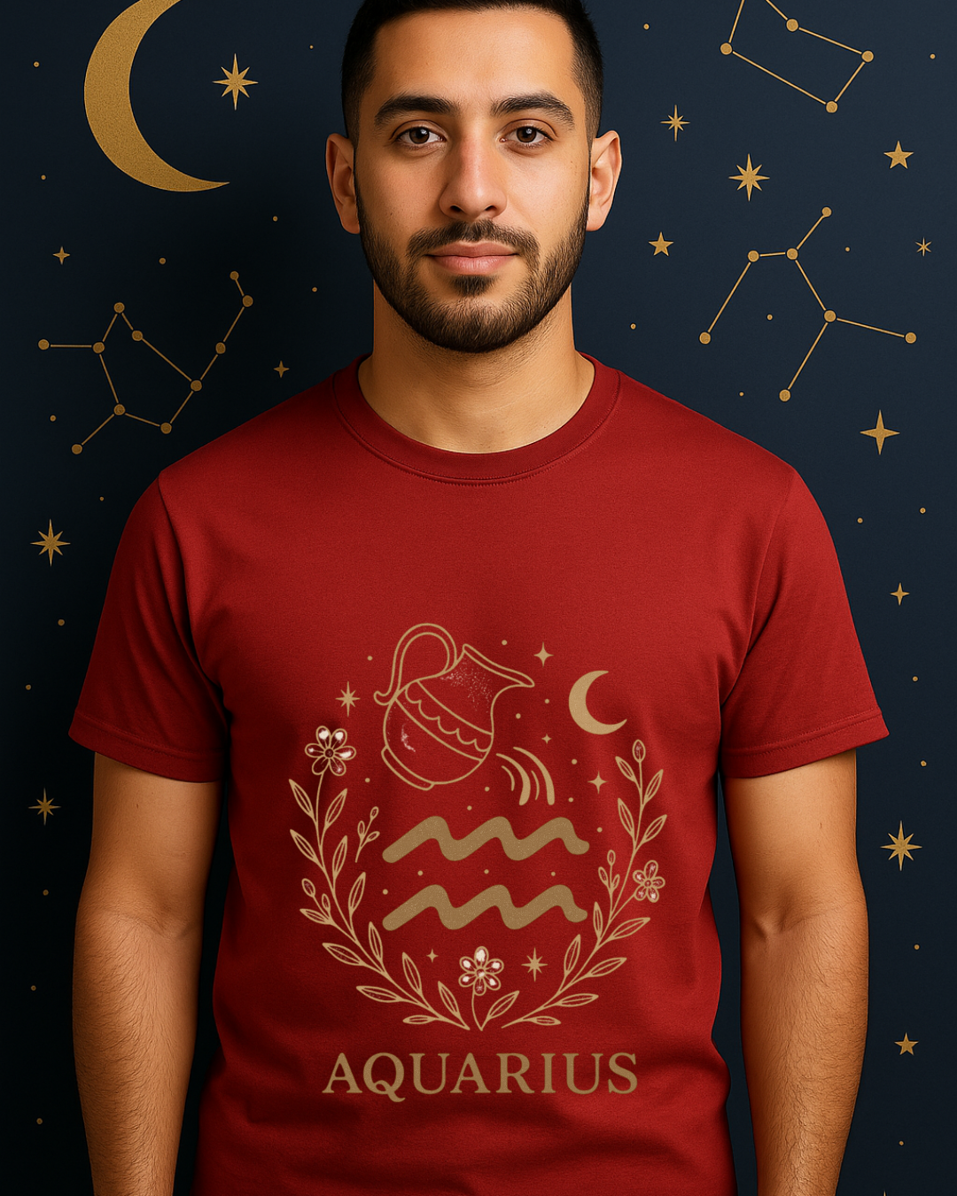 Aquarius Zodiac T-Shirt – Vintage Astrology Graphic Tee – Aquarius Horoscope Shirt – Celestial Zodiac Apparel – Gildan 64000 Softstyle