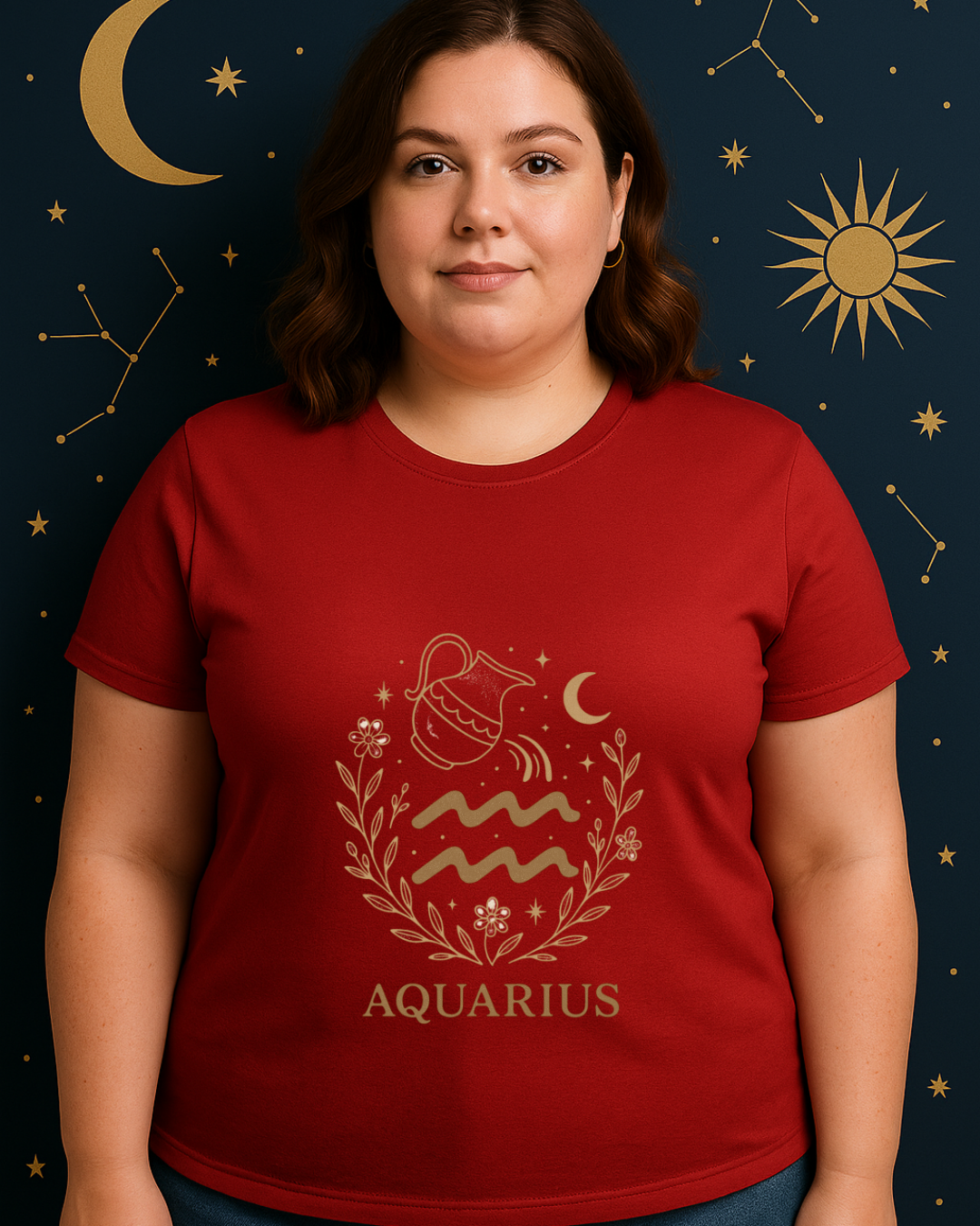 Aquarius Zodiac T-Shirt – Vintage Astrology Graphic Tee – Aquarius Horoscope Shirt – Celestial Zodiac Apparel – Gildan 64000 Softstyle