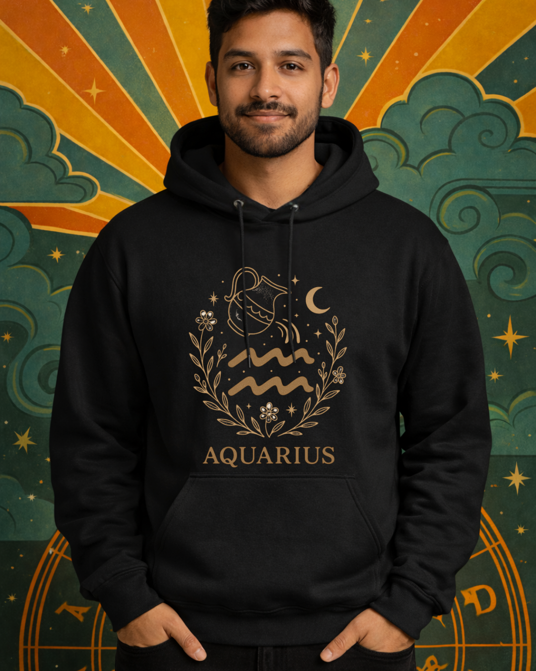 Aquarius Zodiac Hoodie – Astrology Aquarius Sweatshirt | Gildan 18500 Celestial Zodiac Hoodie
