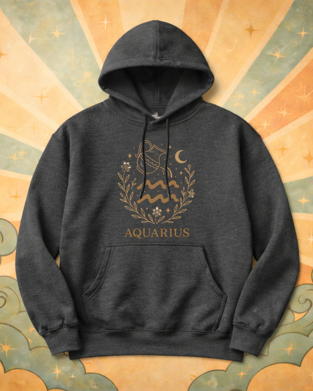 Aquarius Zodiac Hoodie – Astrology Aquarius Sweatshirt | Gildan 18500 Celestial Zodiac Hoodie