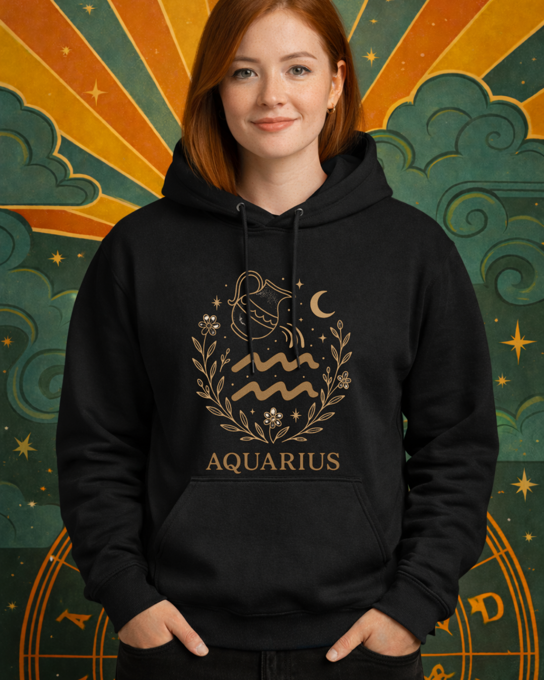 Aquarius Zodiac Hoodie – Astrology Aquarius Sweatshirt | Gildan 18500 Celestial Zodiac Hoodie
