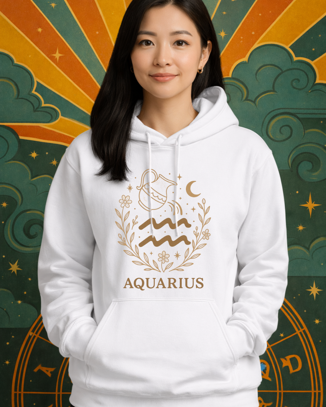 Aquarius Zodiac Hoodie – Astrology Aquarius Sweatshirt | Gildan 18500 Celestial Zodiac Hoodie