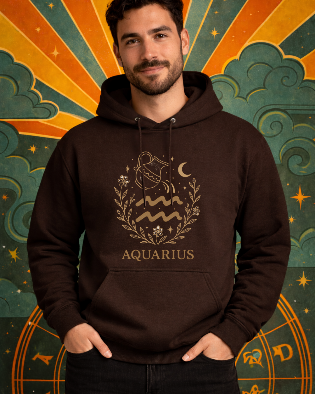 Aquarius Zodiac Hoodie – Astrology Aquarius Sweatshirt | Gildan 18500 Celestial Zodiac Hoodie