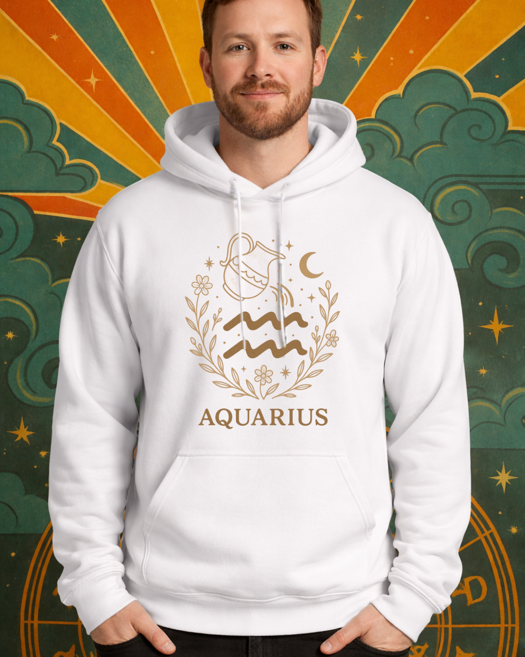 Aquarius Zodiac Hoodie – Astrology Aquarius Sweatshirt | Gildan 18500 Celestial Zodiac Hoodie