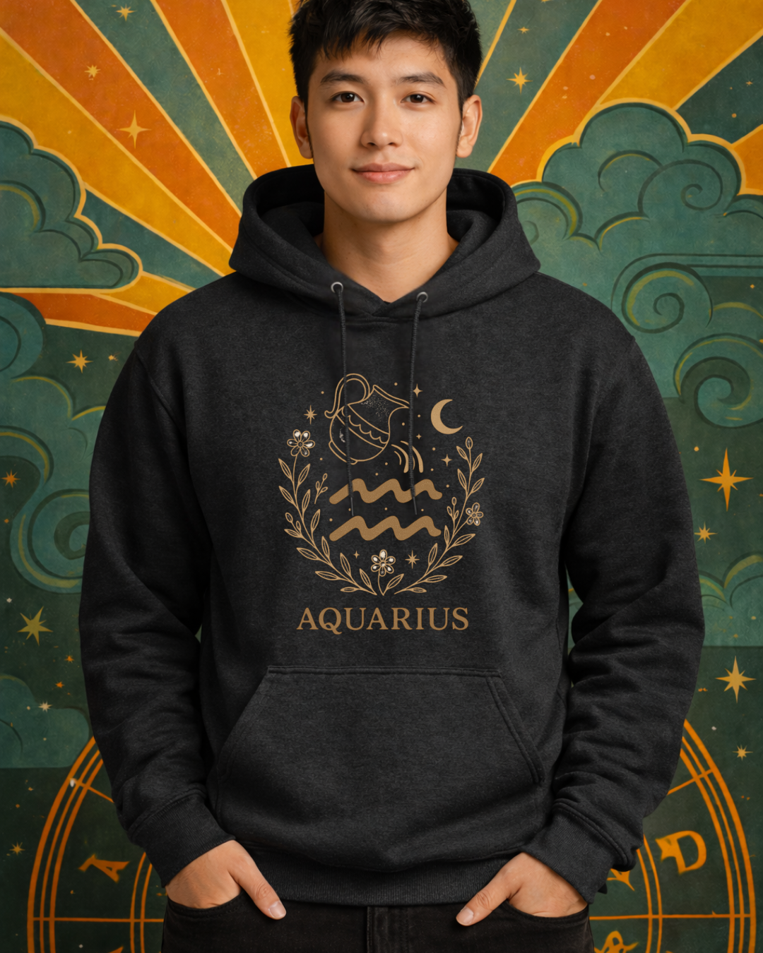 Aquarius Zodiac Hoodie – Astrology Aquarius Sweatshirt | Gildan 18500 Celestial Zodiac Hoodie