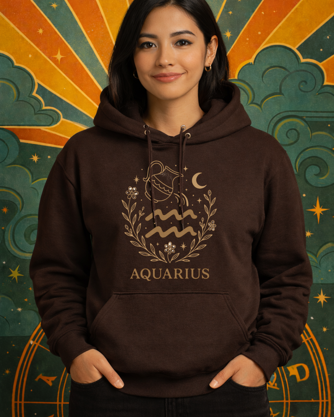 Aquarius Zodiac Hoodie – Astrology Aquarius Sweatshirt | Gildan 18500 Celestial Zodiac Hoodie