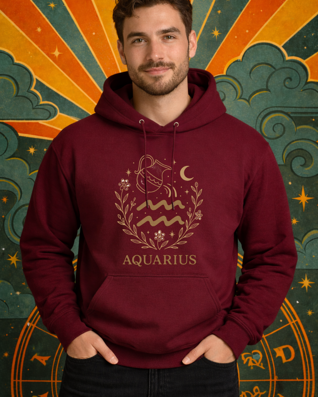 Aquarius Zodiac Hoodie – Astrology Aquarius Sweatshirt | Gildan 18500 Celestial Zodiac Hoodie