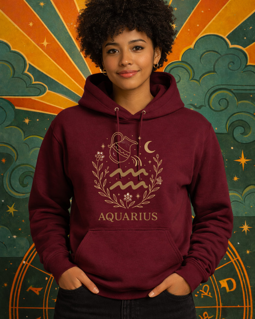 Aquarius Zodiac Hoodie – Astrology Aquarius Sweatshirt | Gildan 18500 Celestial Zodiac Hoodie
