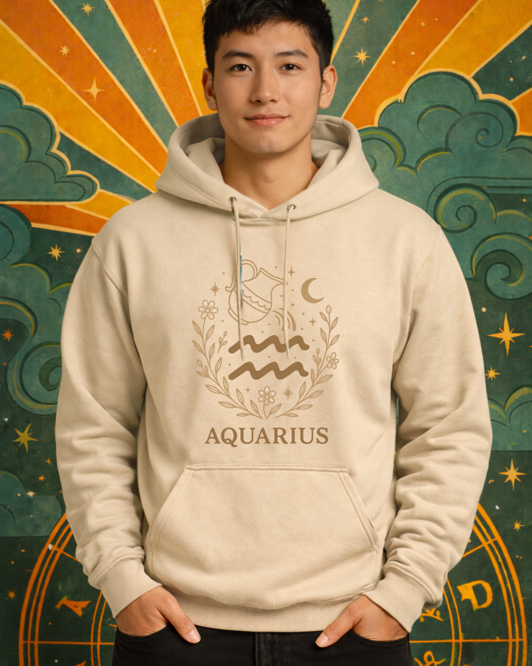 Aquarius Zodiac Hoodie – Astrology Aquarius Sweatshirt | Gildan 18500 Celestial Zodiac Hoodie