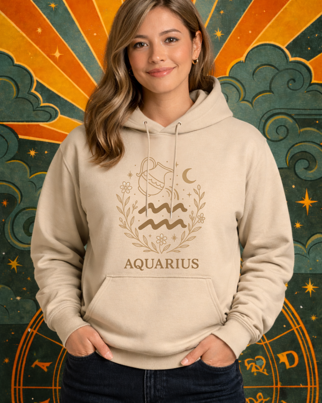 Aquarius Zodiac Hoodie – Astrology Aquarius Sweatshirt | Gildan 18500 Celestial Zodiac Hoodie
