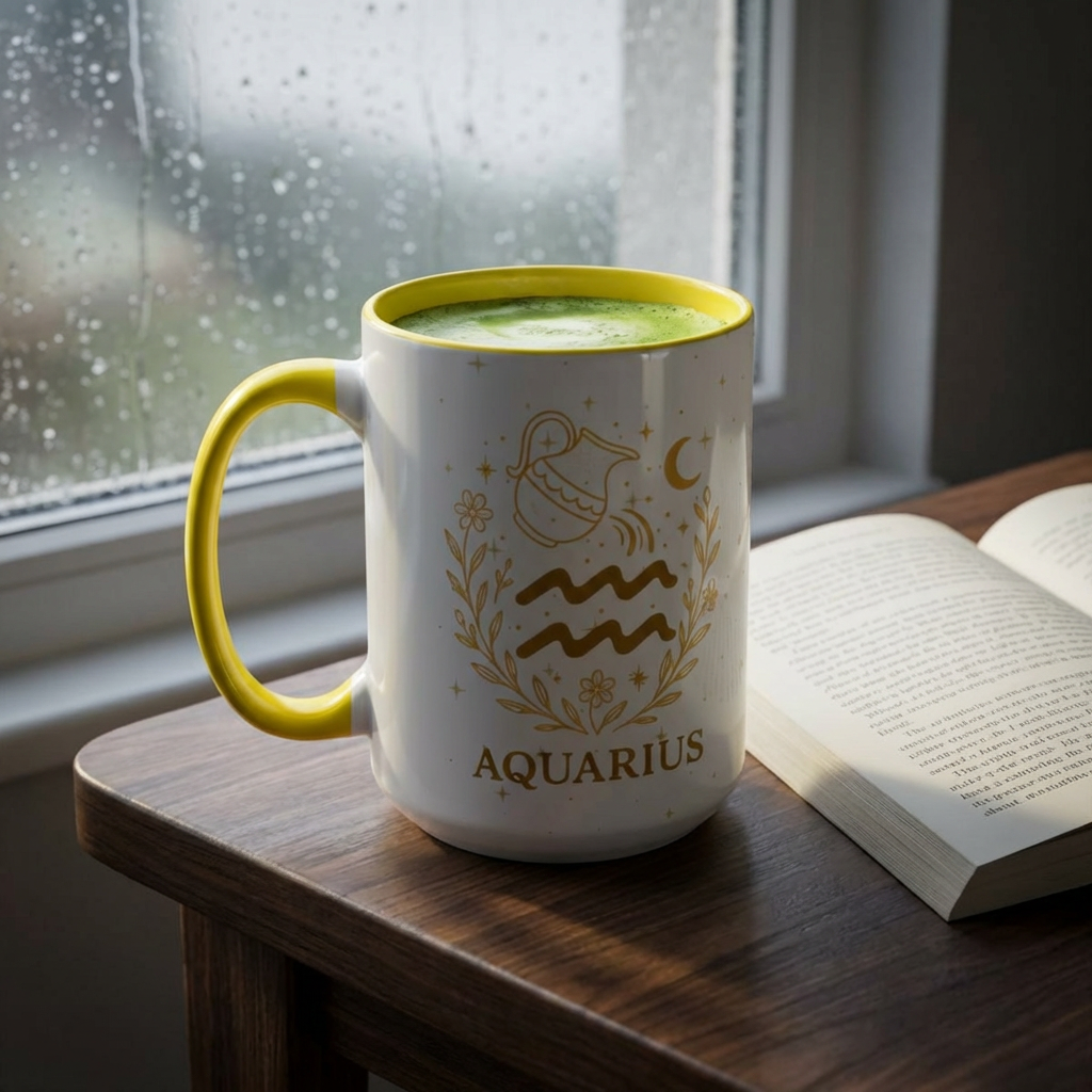 Aquarius Zodiac Mug – Astrology Coffee Mug, Celestial Aquarius Gift, Zodiac Accent Mug for Astrology Lovers