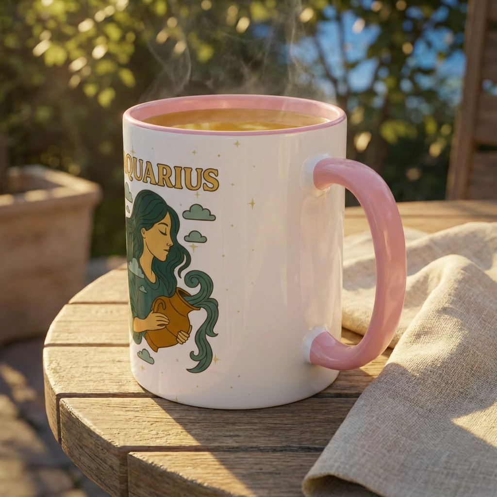 Aquarius Zodiac Mug – Astrology Coffee Mug, Celestial Aquarius Gift, Zodiac Accent Mug for Astrology Lovers