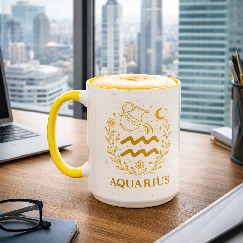 Aquarius Zodiac Mug – Astrology Coffee Mug, Celestial Aquarius Gift, Zodiac Accent Mug for Astrology Lovers