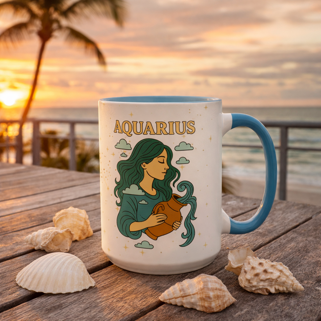 Aquarius Zodiac Mug – Astrology Coffee Mug, Celestial Aquarius Gift, Zodiac Accent Mug for Astrology Lovers