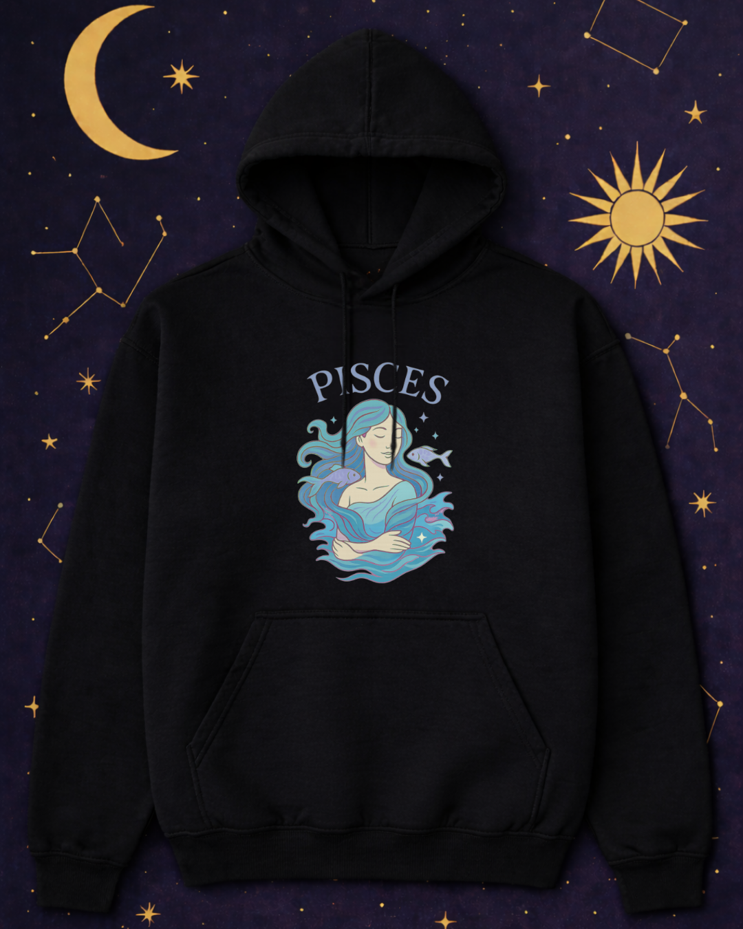 Pisces Zodiac Hoodie – Astrology Graphic Sweatshirt | Pisces Birthday Gift | Gildan 18500 Unisex Zodiac Hoodie