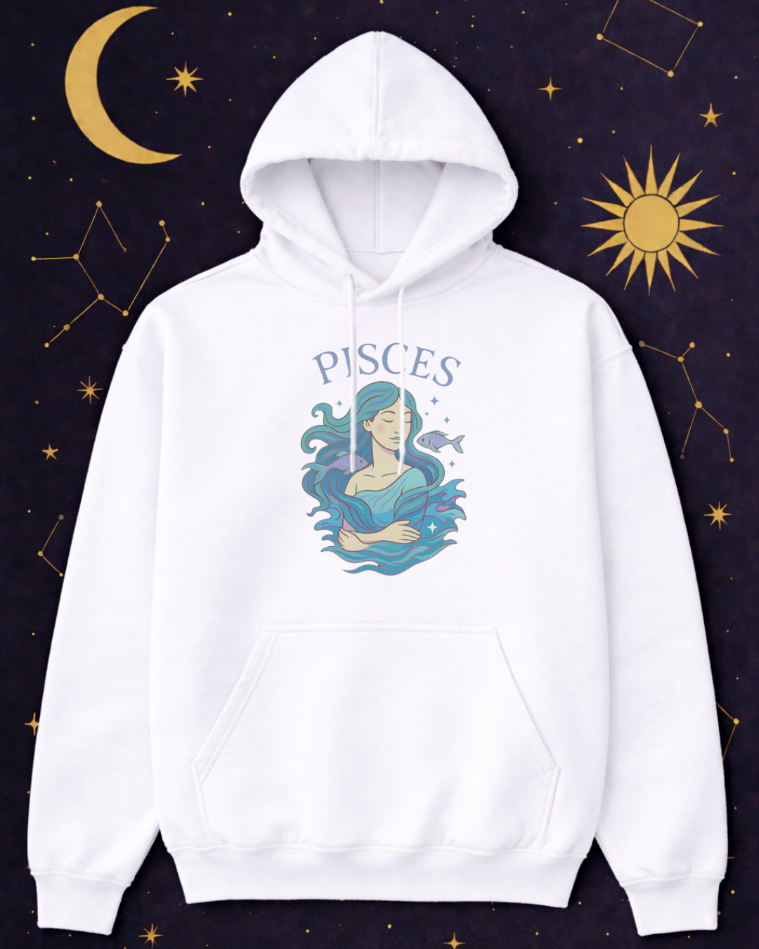 Pisces Zodiac Hoodie – Astrology Graphic Sweatshirt | Pisces Birthday Gift | Gildan 18500 Unisex Zodiac Hoodie