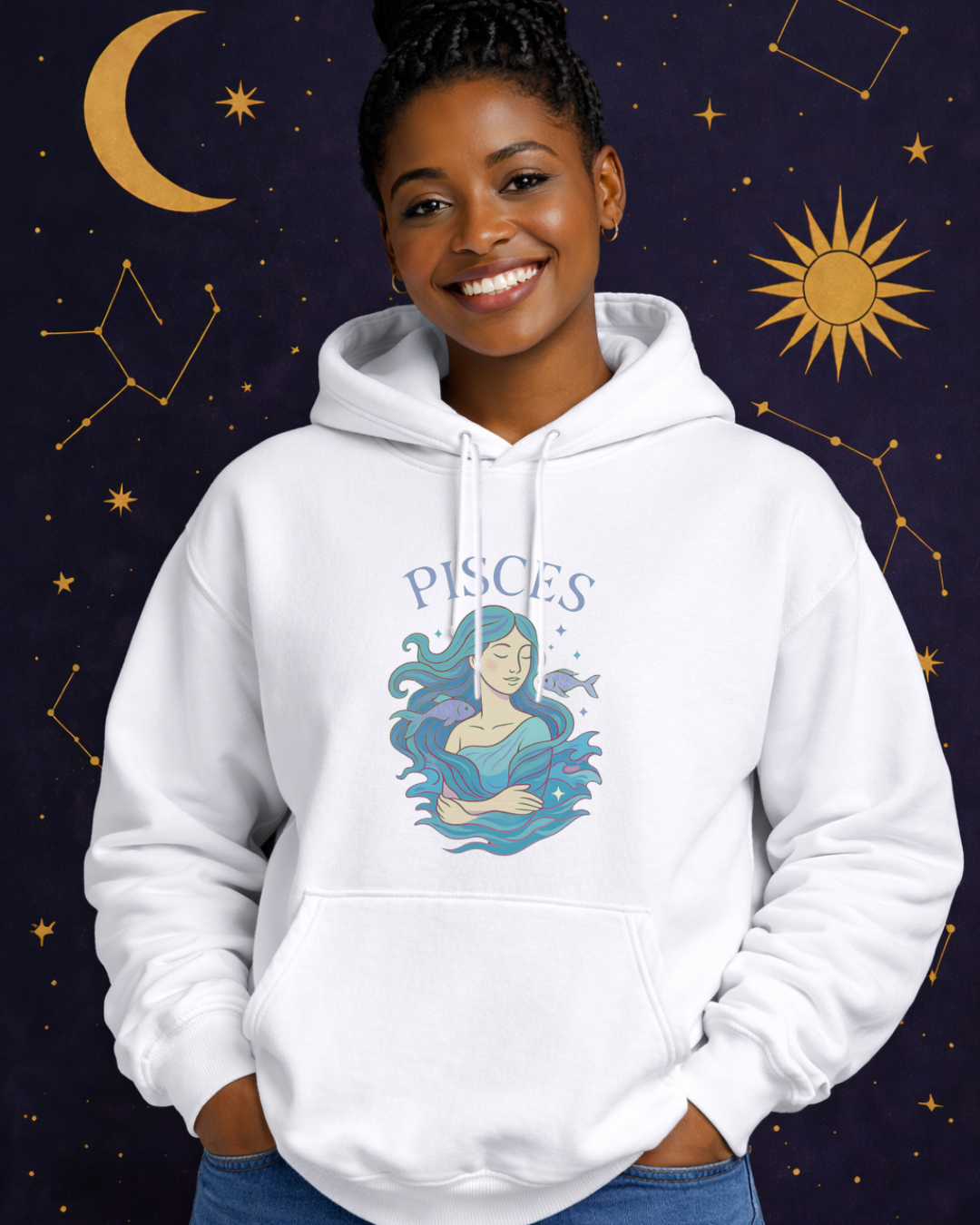 Pisces Zodiac Hoodie – Astrology Graphic Sweatshirt | Pisces Birthday Gift | Gildan 18500 Unisex Zodiac Hoodie