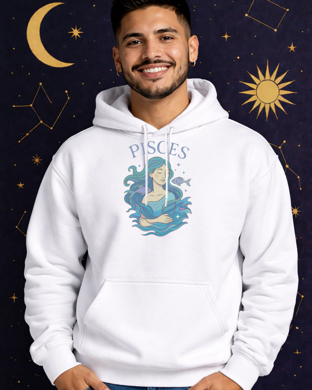 Pisces Zodiac Hoodie – Astrology Graphic Sweatshirt | Pisces Birthday Gift | Gildan 18500 Unisex Zodiac Hoodie