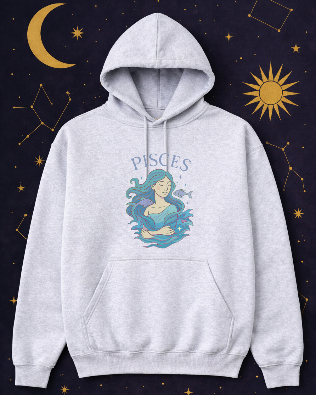 Pisces Zodiac Hoodie – Astrology Graphic Sweatshirt | Pisces Birthday Gift | Gildan 18500 Unisex Zodiac Hoodie