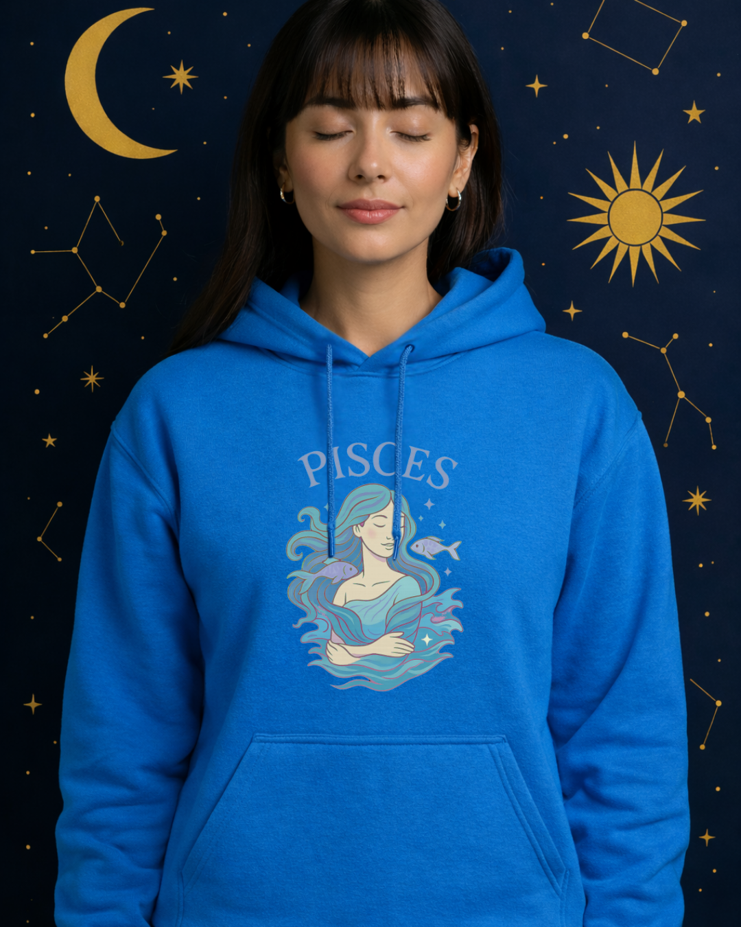 Pisces Zodiac Hoodie – Astrology Graphic Sweatshirt | Pisces Birthday Gift | Gildan 18500 Unisex Zodiac Hoodie