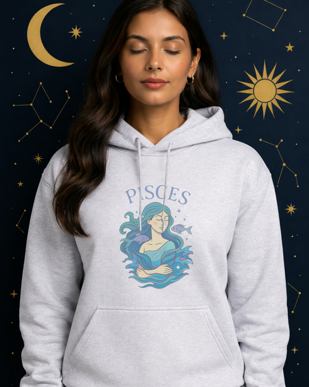 Pisces Zodiac Hoodie – Astrology Graphic Sweatshirt | Pisces Birthday Gift | Gildan 18500 Unisex Zodiac Hoodie