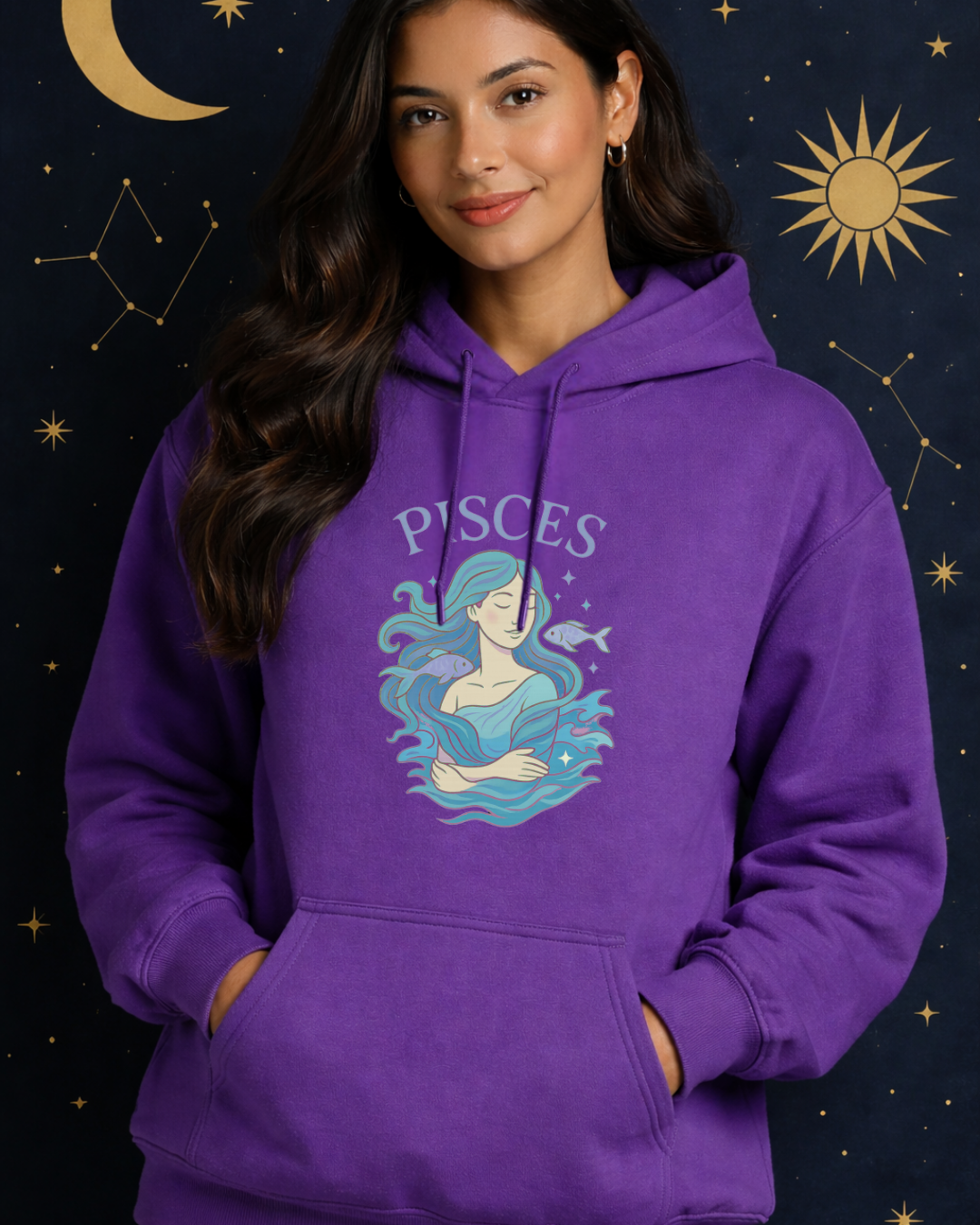 Pisces Zodiac Hoodie – Astrology Graphic Sweatshirt | Pisces Birthday Gift | Gildan 18500 Unisex Zodiac Hoodie
