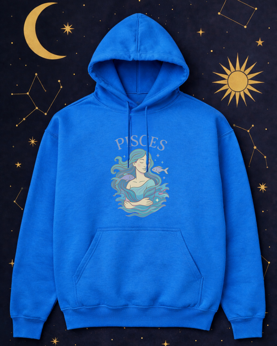 Pisces Zodiac Hoodie – Astrology Graphic Sweatshirt | Pisces Birthday Gift | Gildan 18500 Unisex Zodiac Hoodie