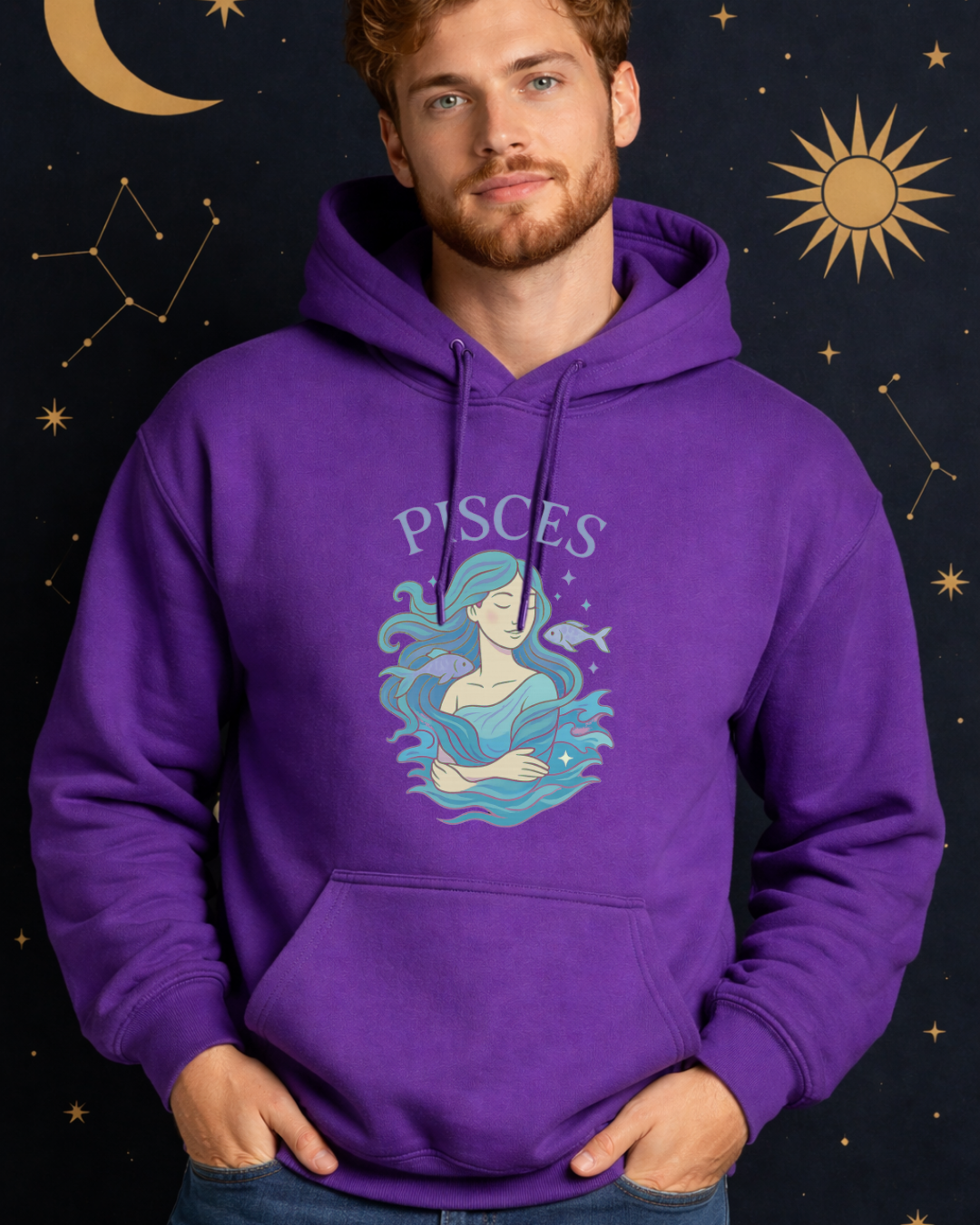 Pisces Zodiac Hoodie – Astrology Graphic Sweatshirt | Pisces Birthday Gift | Gildan 18500 Unisex Zodiac Hoodie