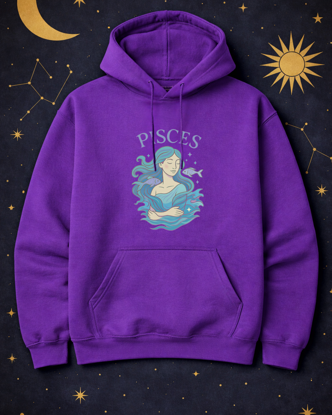 Pisces Zodiac Hoodie – Astrology Graphic Sweatshirt | Pisces Birthday Gift | Gildan 18500 Unisex Zodiac Hoodie