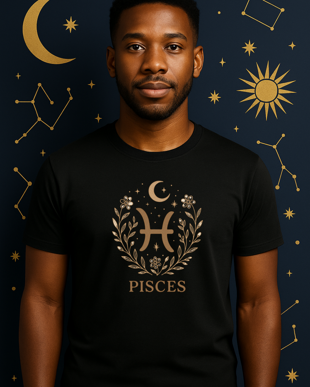 Pisces Zodiac T-Shirt – Minimalist Astrology Shirt, Pisces Symbol Tee, Celestial Horoscope Graphic Tee, Unisex Zodiac Gift