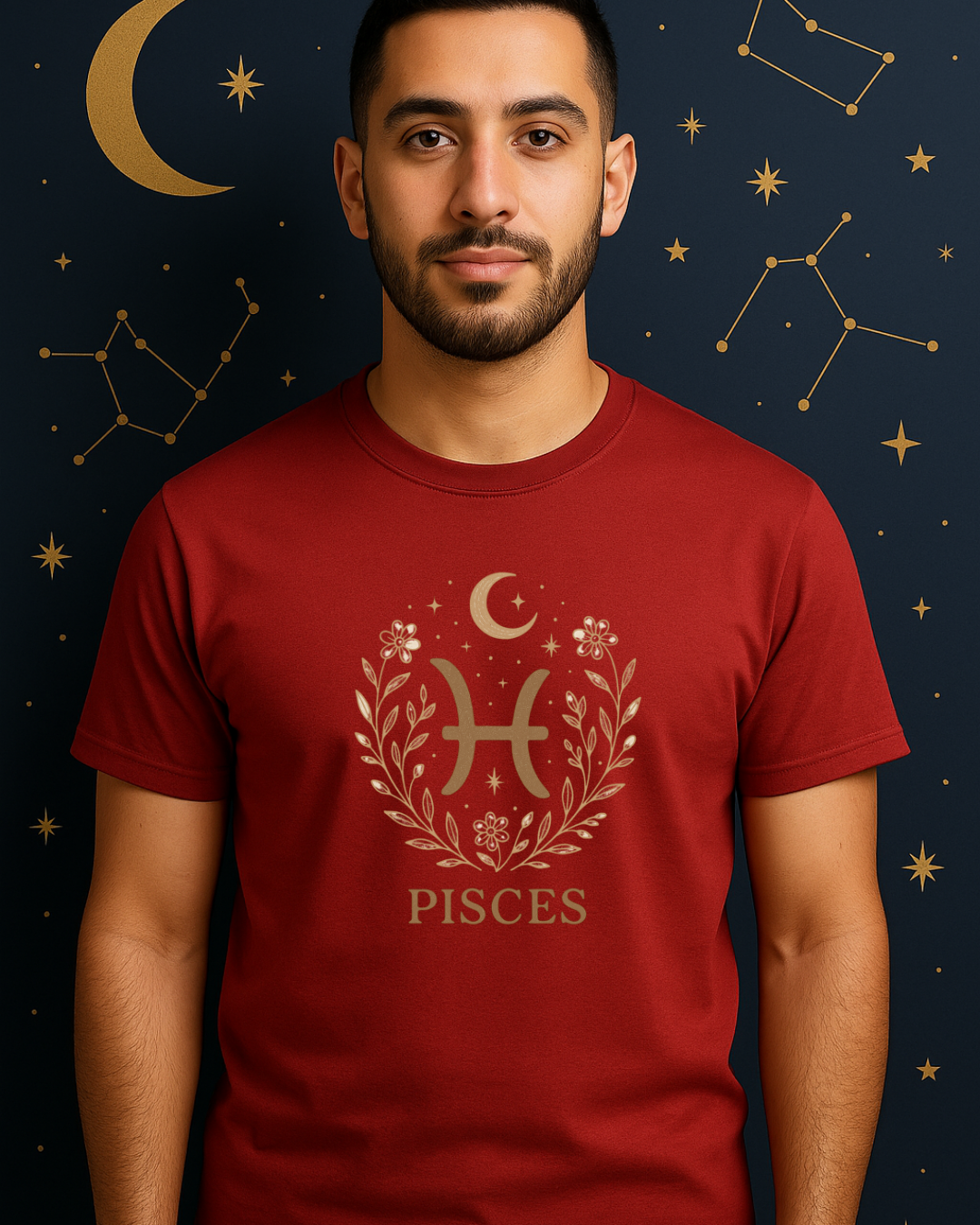 Pisces Zodiac T-Shirt – Minimalist Astrology Shirt, Pisces Symbol Tee, Celestial Horoscope Graphic Tee, Unisex Zodiac Gift