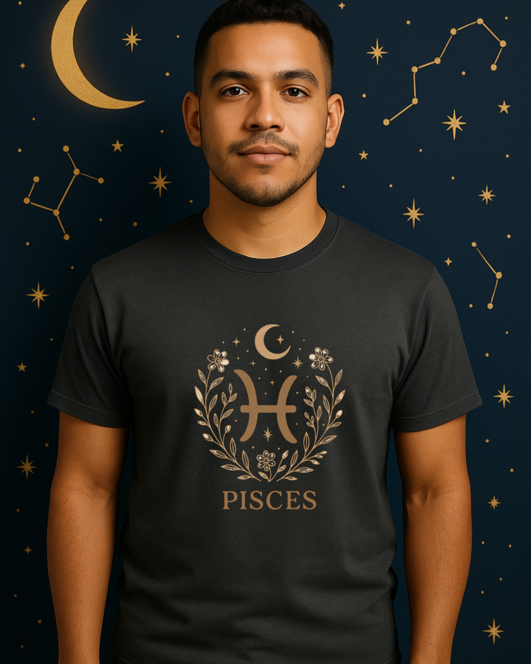 Pisces Zodiac T-Shirt – Minimalist Astrology Shirt, Pisces Symbol Tee, Celestial Horoscope Graphic Tee, Unisex Zodiac Gift